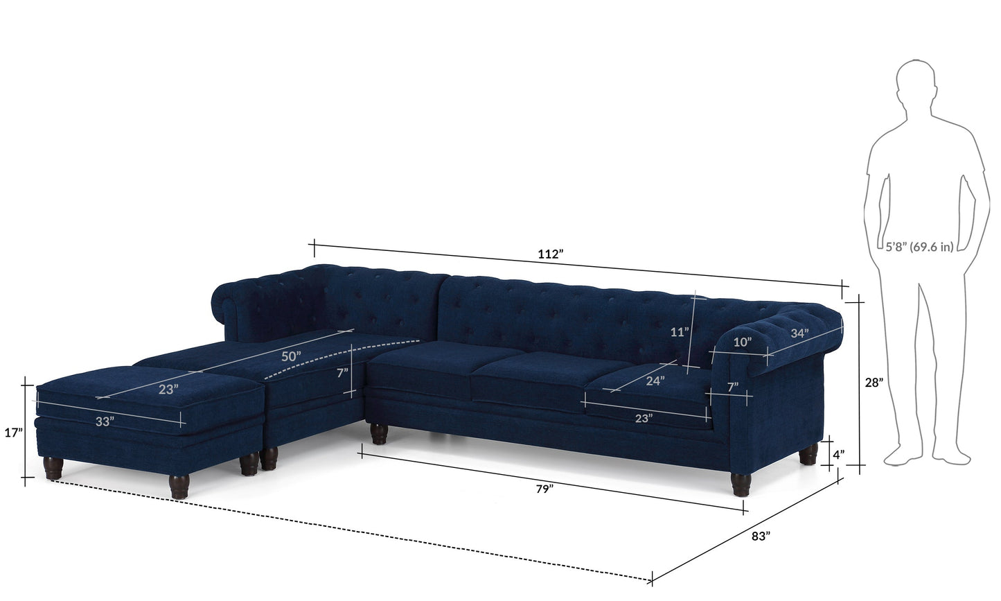Chesterfield Sectional Sofa 3 Seater