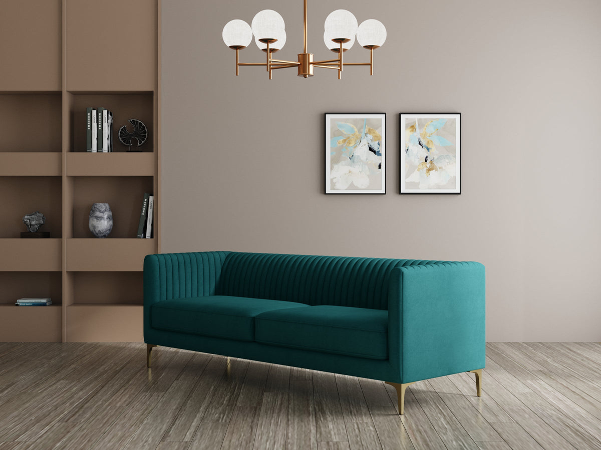 Modern 3-Seater Sofa With Sleek Black Metal Legs