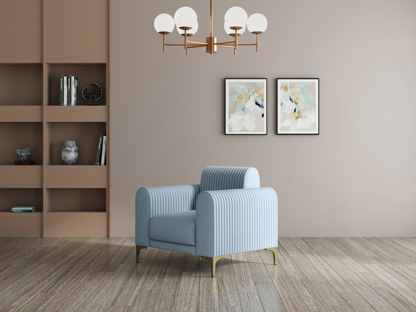 Modern 3-Seater Sofa With Metal Legs