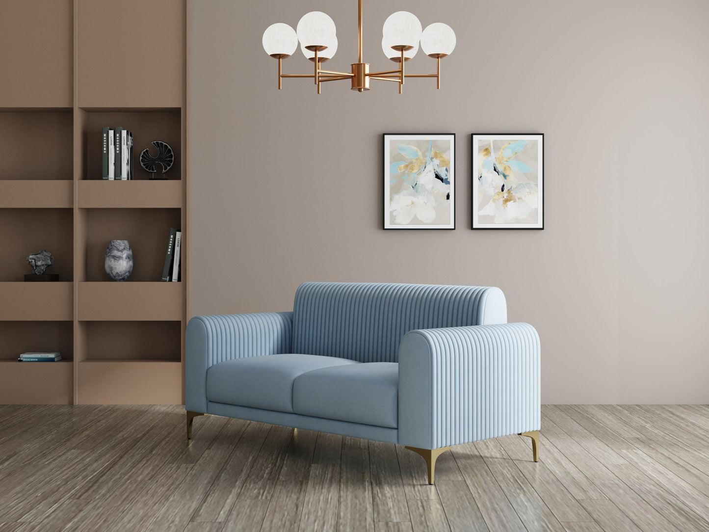 Modern 3-Seater Sofa With Metal Legs