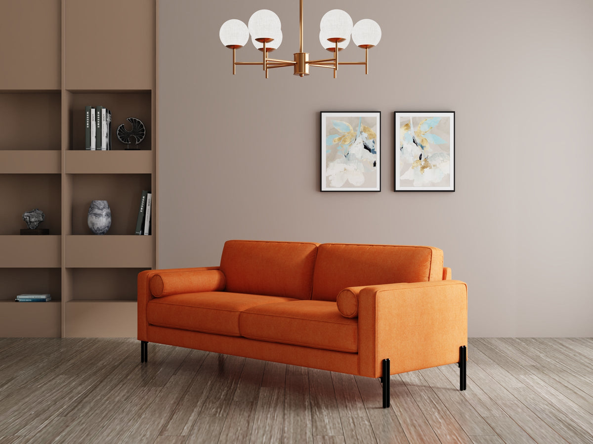 Modern 3 Seater Sofa With Sleek Metal Legs