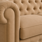 Close-up of the Allington sofa upholstery and tufted fabric detail