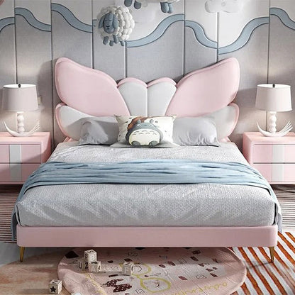 Butterfly Upholstered Kids Bed Without Storage In Suede