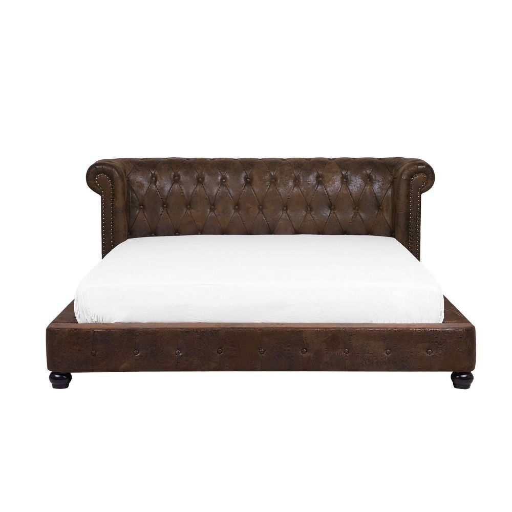 Bran Upholstered Bed Without Storage In Suede