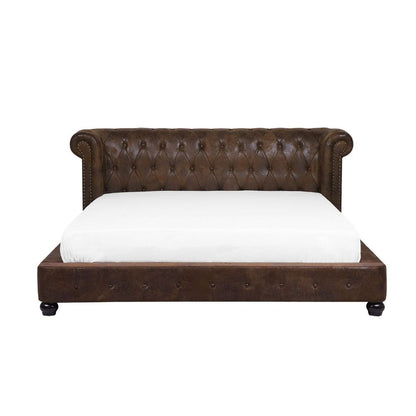 Bran Upholstered Bed Without Storage In Suede