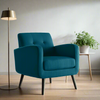Keflavik Mid-century Peacock Blue Linen Arm Chair
