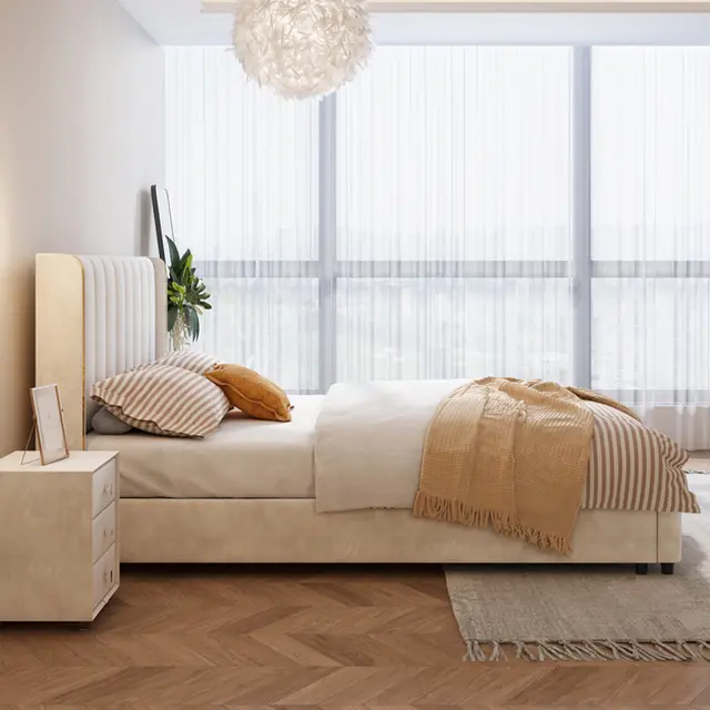 Heirloom Upholstered Bed Without Storage In Suede