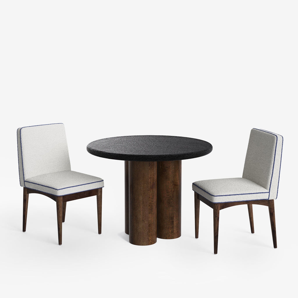 Amor-Lidia Textured Black Dining Table Set with Premium Trimming -  2, 4 & 6 Seater/ All sizes