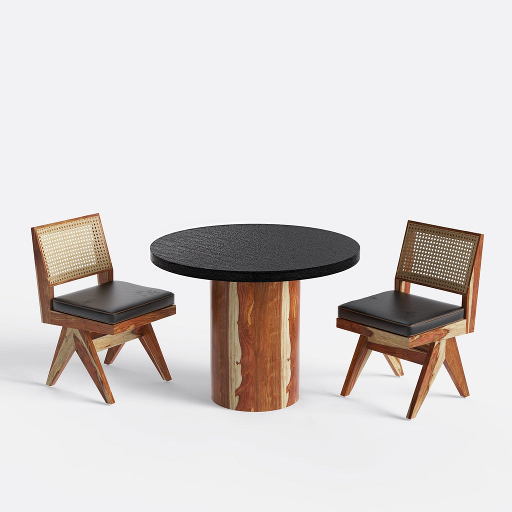 Luis-Jean Textured Black Dining Table Set with Premium Trimming -  2, 4 & 6 Seater/ All sizes
