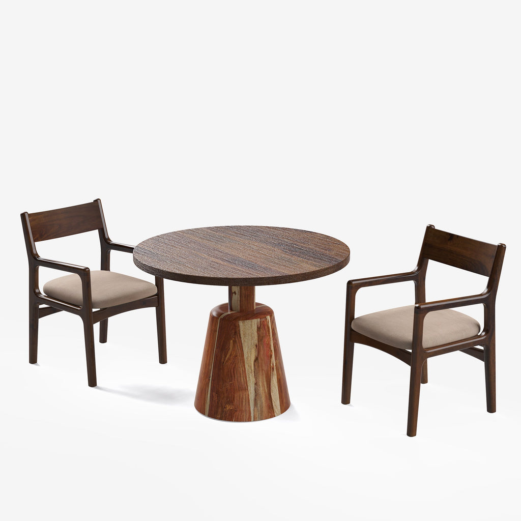 Yukon-Kiyomi Textured Walnut Dining Table Set -  2 & 4 Seater/ All sizes