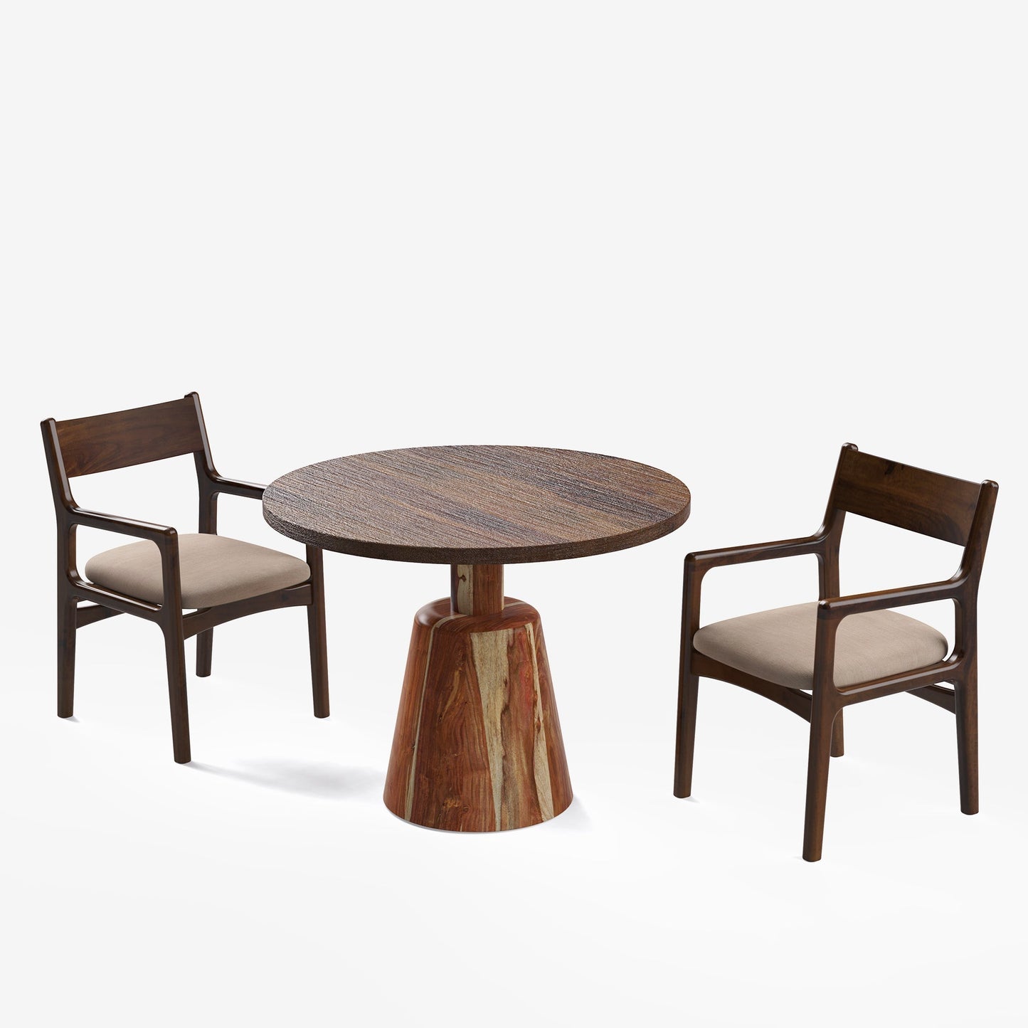 Yukon-Kiyomi Textured Walnut Dining Table Set -  2 & 4 Seater/ All sizes