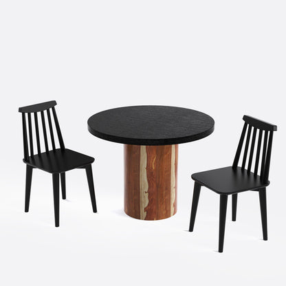Luis-Polly Textured Black Dining Table Set -  2, 4 & 6 Seater/ All sizes