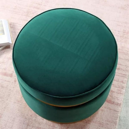 Petal Round Ottoman In Velvet Fabric