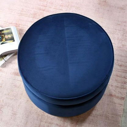 Petal Round Ottoman In Velvet Fabric