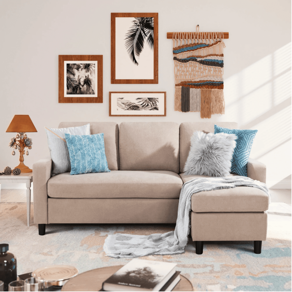 Futz Linen Upholstered L-shaped Sectional Sofa