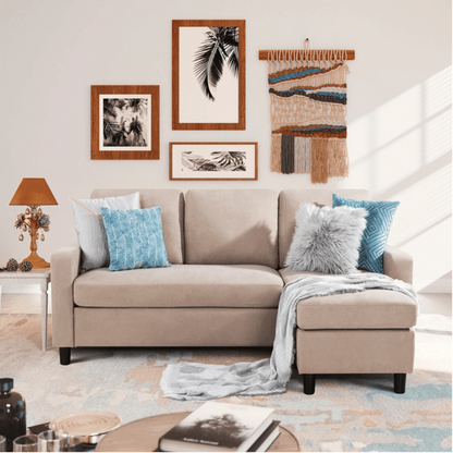Futz Linen Upholstered L-shaped Sectional Sofa