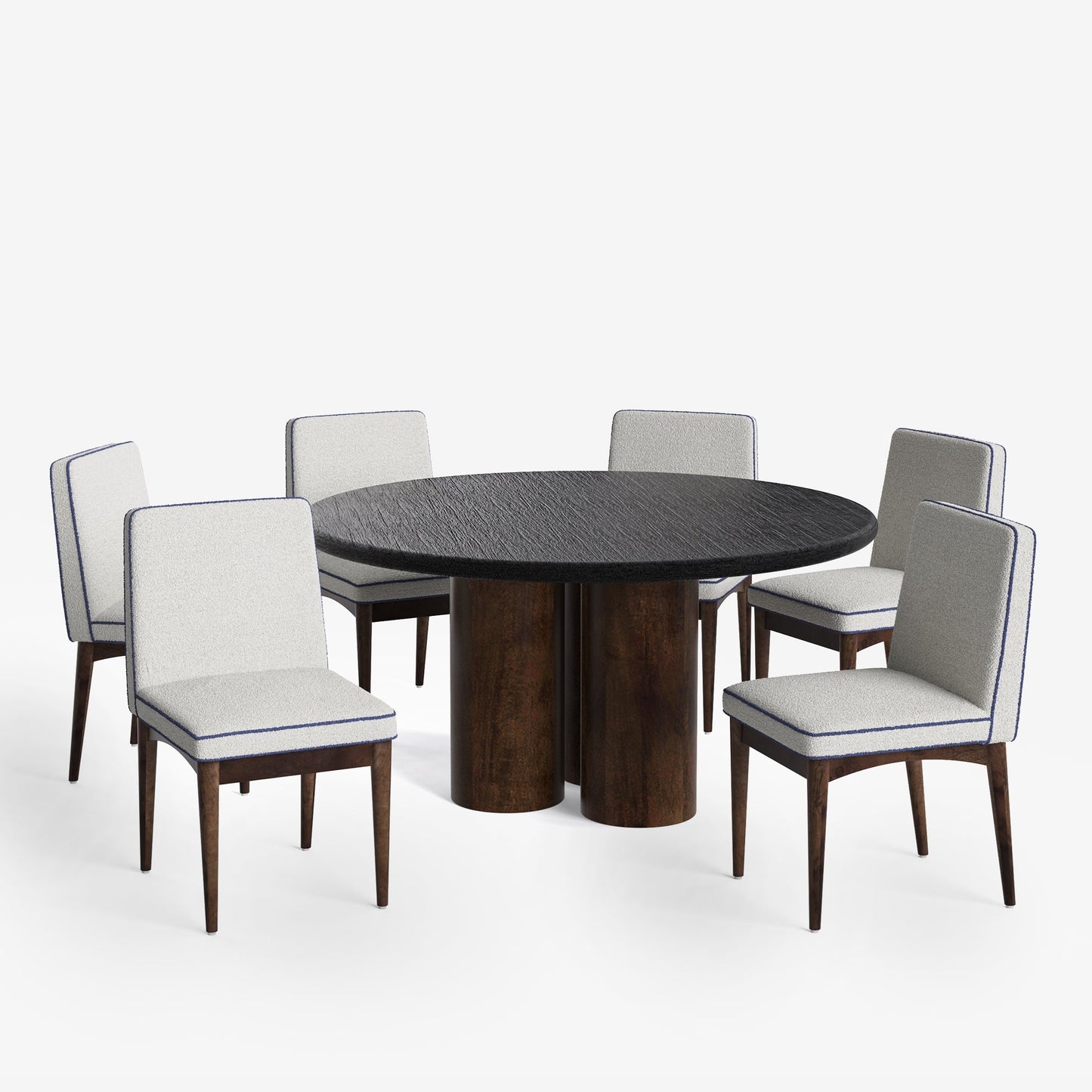 Amor-Lidia Textured Black Dining Table Set with Premium Trimming -  2, 4 & 6 Seater/ All sizes