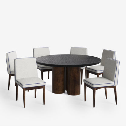 Amor-Lidia Textured Black Dining Table Set with Premium Trimming -  2, 4 & 6 Seater/ All sizes