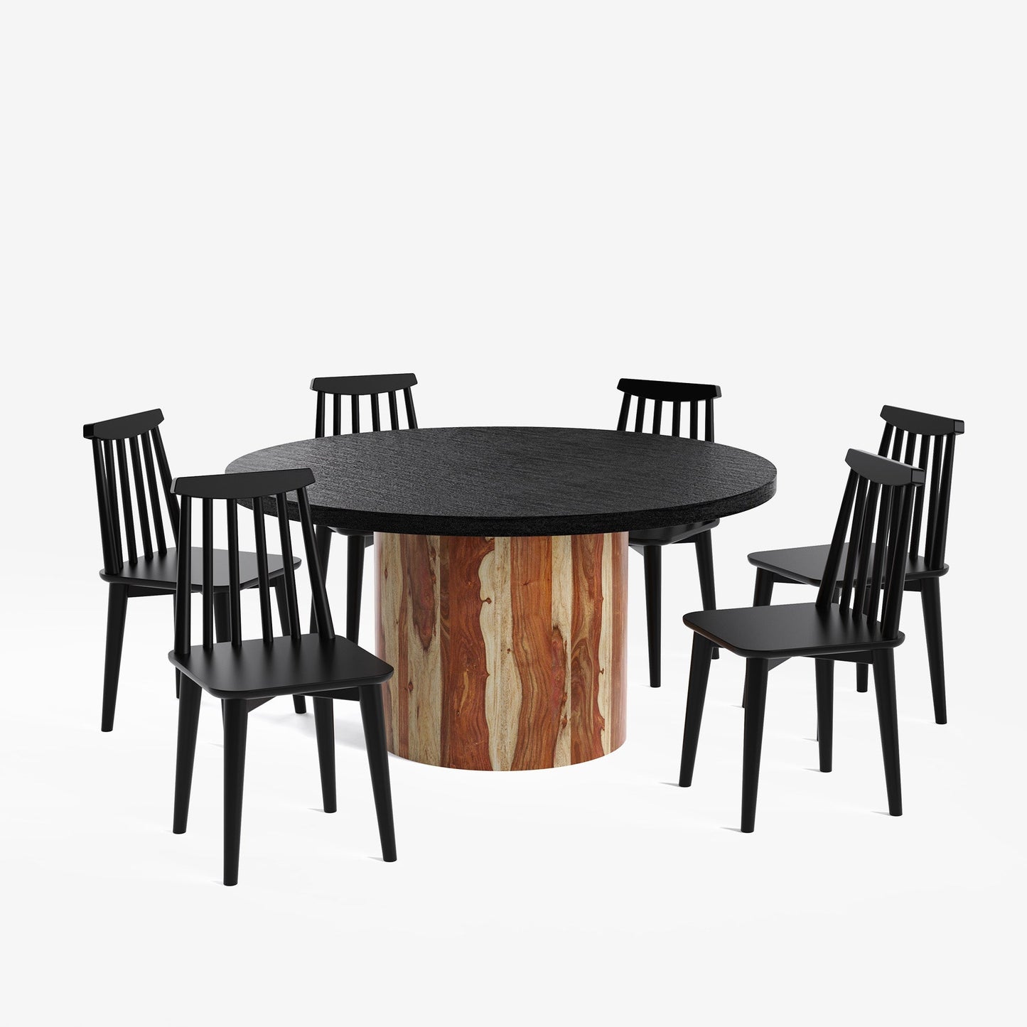 Luis-Polly Textured Black Dining Table Set -  2, 4 & 6 Seater/ All sizes