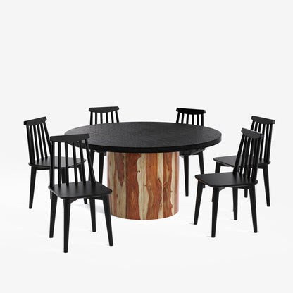 Luis-Polly Textured Black Dining Table Set -  2, 4 & 6 Seater/ All sizes