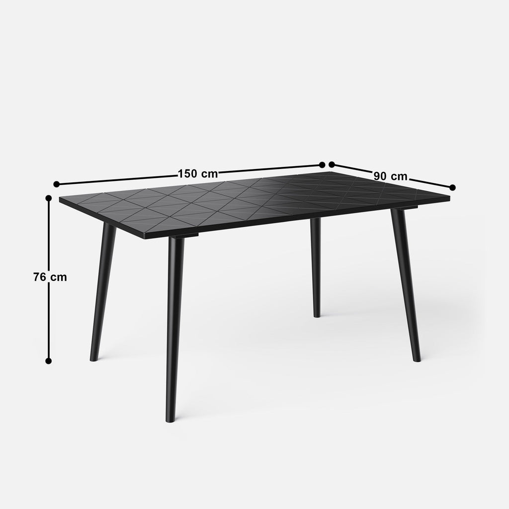 Helena-Pierre Black Dining Table Set - 6 Seater/150 cm