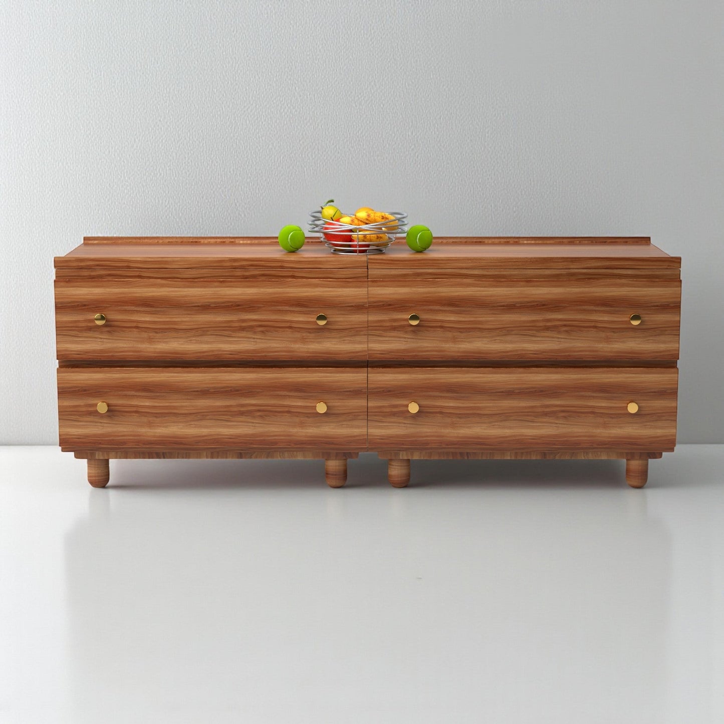 Stava Modular Drawer System | Solid Walnut/Teak/Oak Wood (2x2) | 5.5 Feet Length