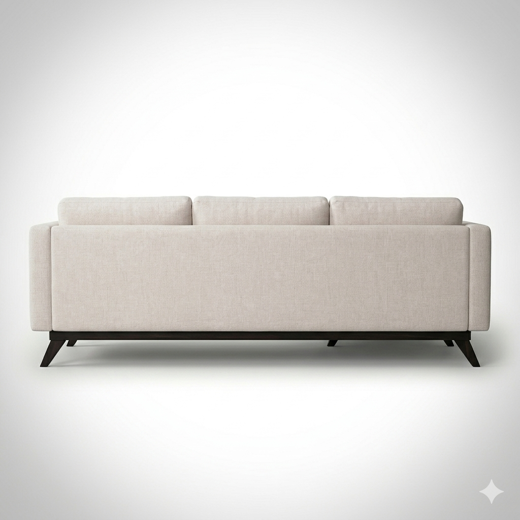 Mid-Century Cotton Sofa With Solid Wood Frame