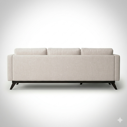 Mid-Century Cotton Sofa With Solid Wood Frame