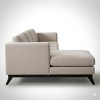Mid-Century Cotton Sofa With Solid Wood Frame