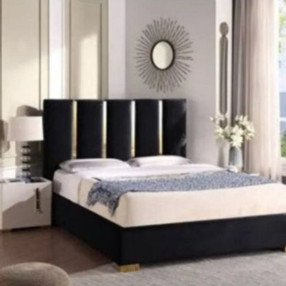 Plank Modern Upholstered Bed Without Storage In Suede