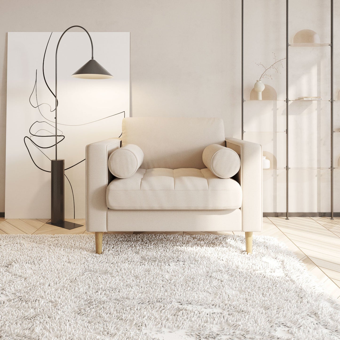 Palo Sofa T | Chair (3.5 feet length) | Tufted