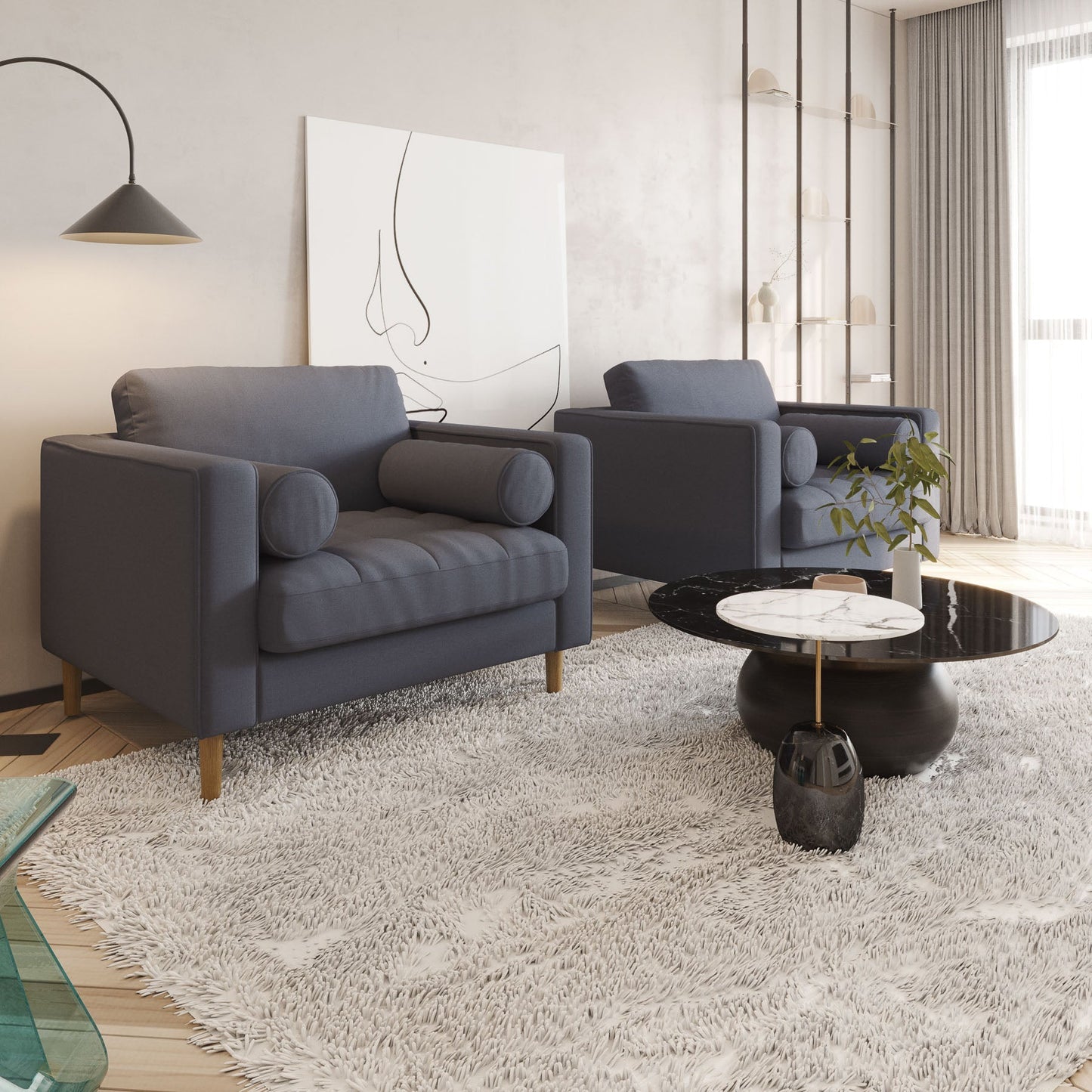 Palo Sofa T | Chair (3.5 feet length) | Tufted