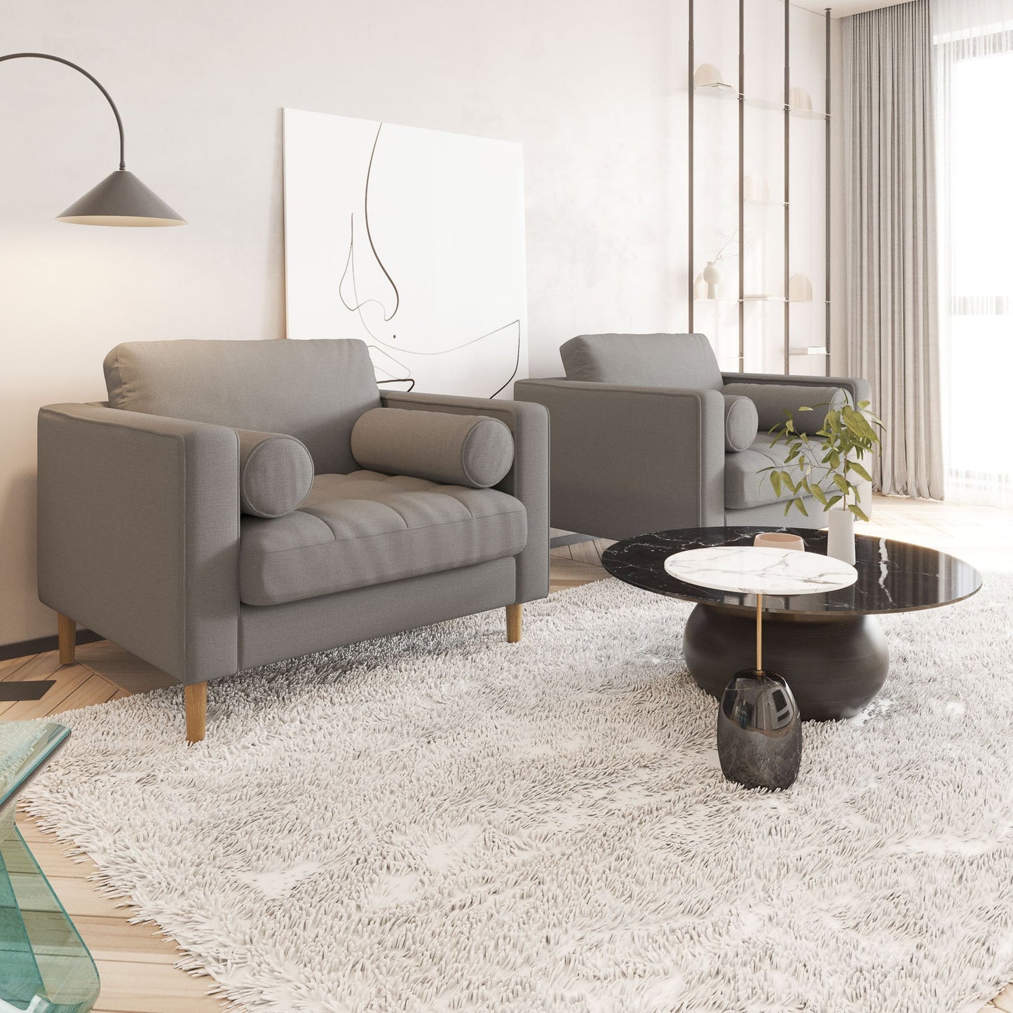 Palo Sofa T | Chair (3.5 feet length) | Tufted