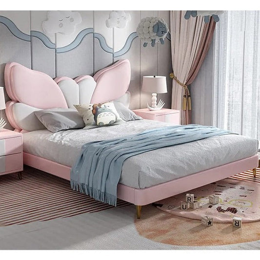 Butterfly Upholstered Kids Bed Without Storage In Suede