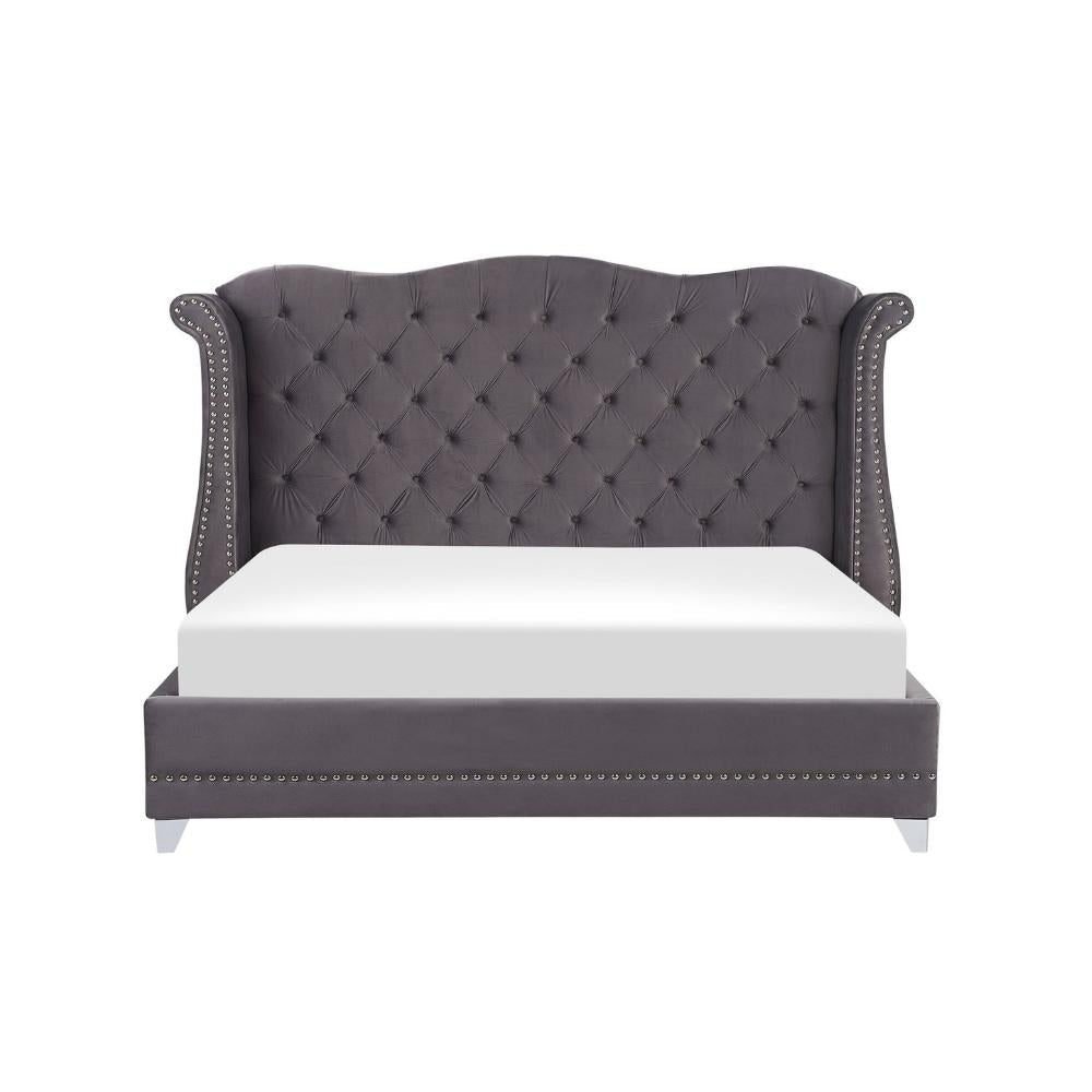 Raven Upholstered Bed Without Storage In Suede