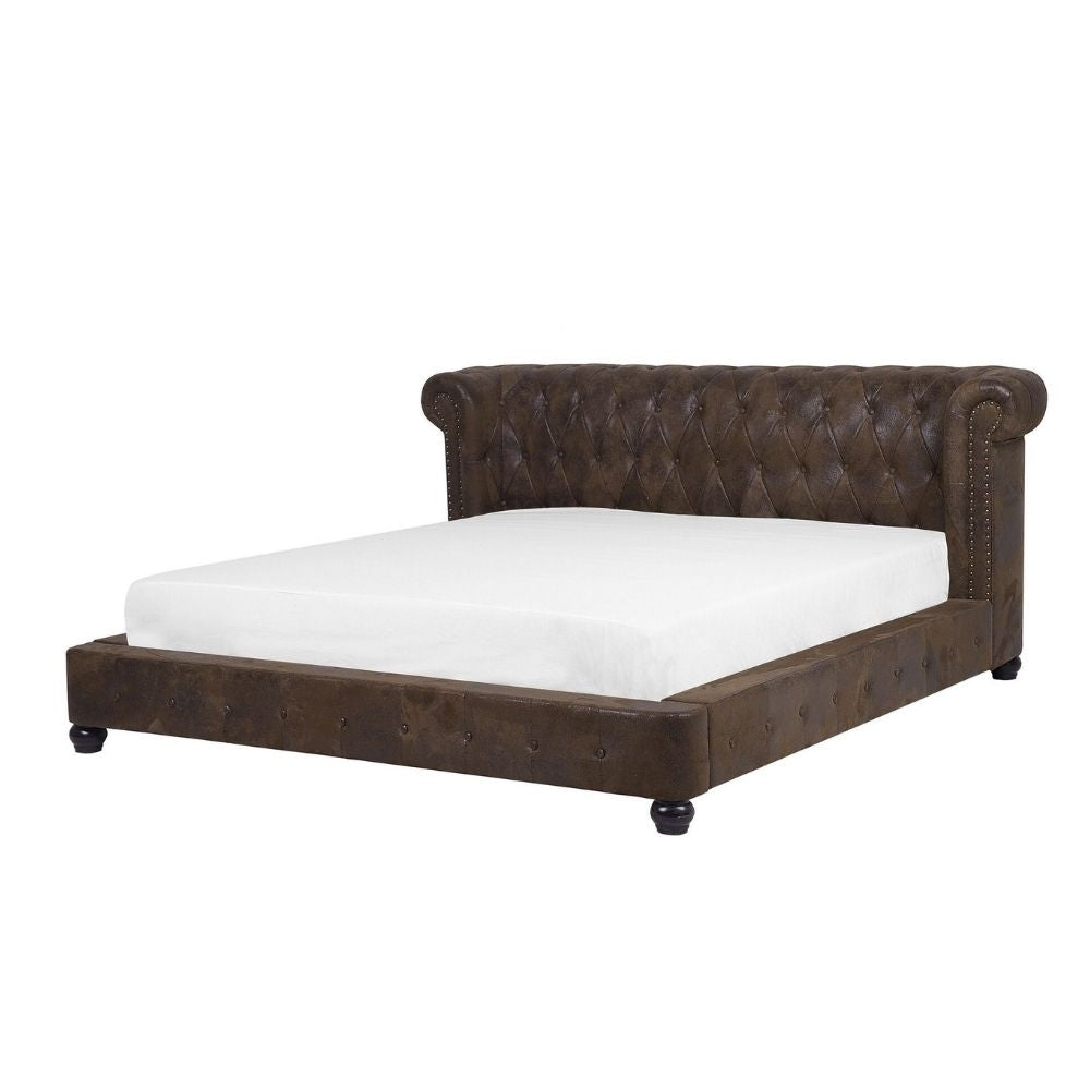 Bran Upholstered Bed Without Storage In Suede