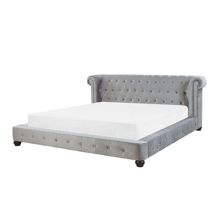 Bran Upholstered Bed Without Storage In Suede
