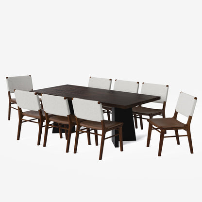 Alejandro-Manor Textured Walnut Dining Table Set - 6 & 8 Seater/ All sizes
