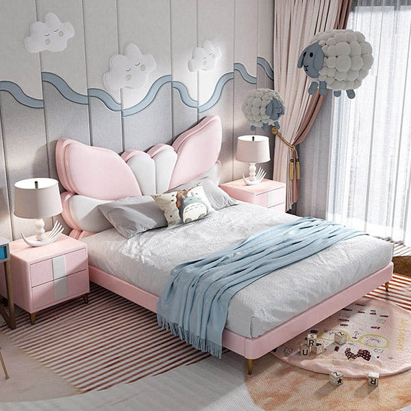 Butterfly Upholstered Kids Bed Without Storage In Suede