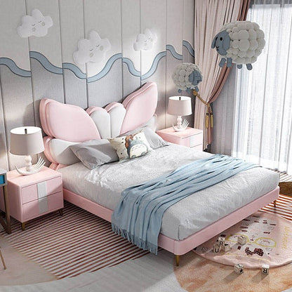 Butterfly Upholstered Kids Bed Without Storage In Suede