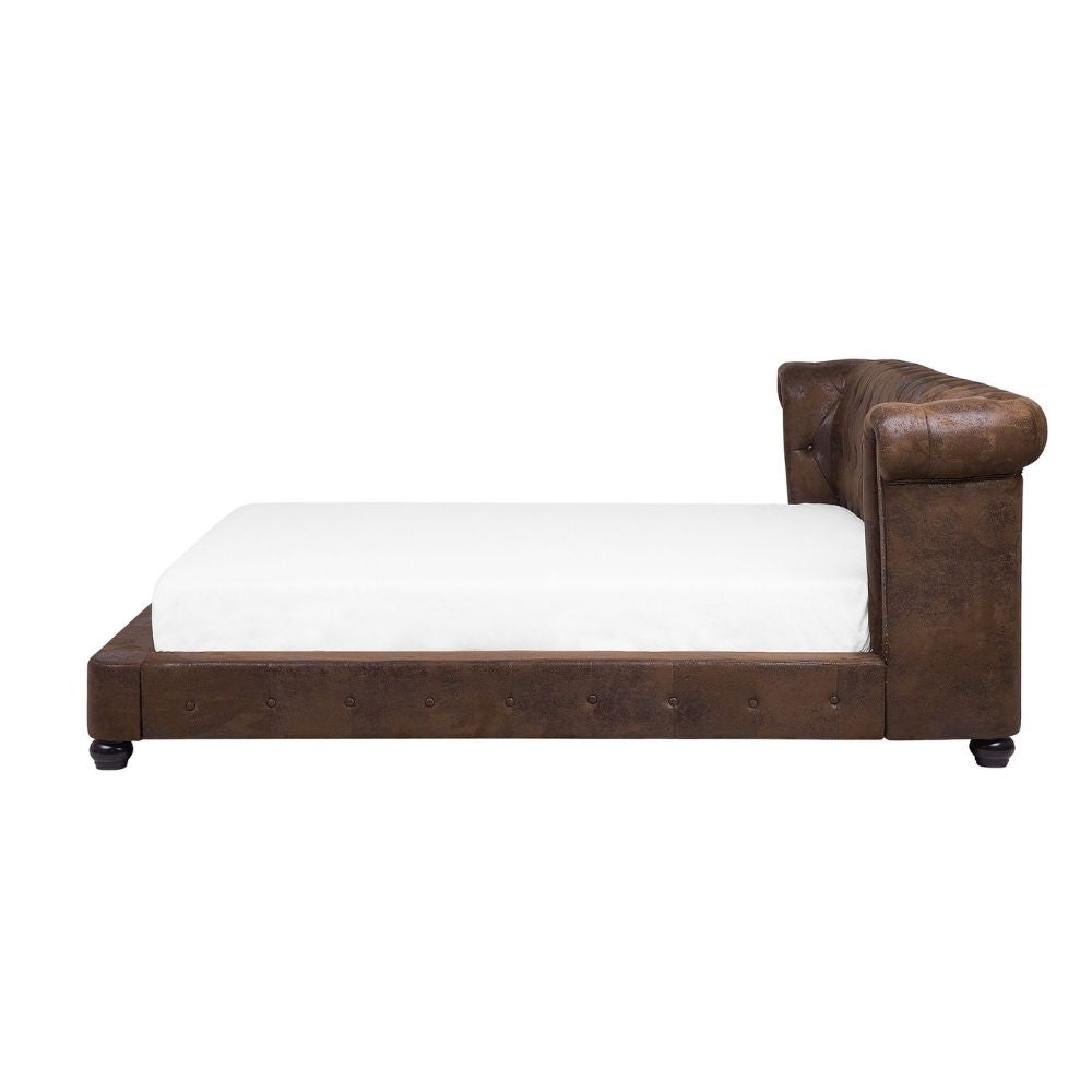 Bran Upholstered Bed Without Storage In Suede