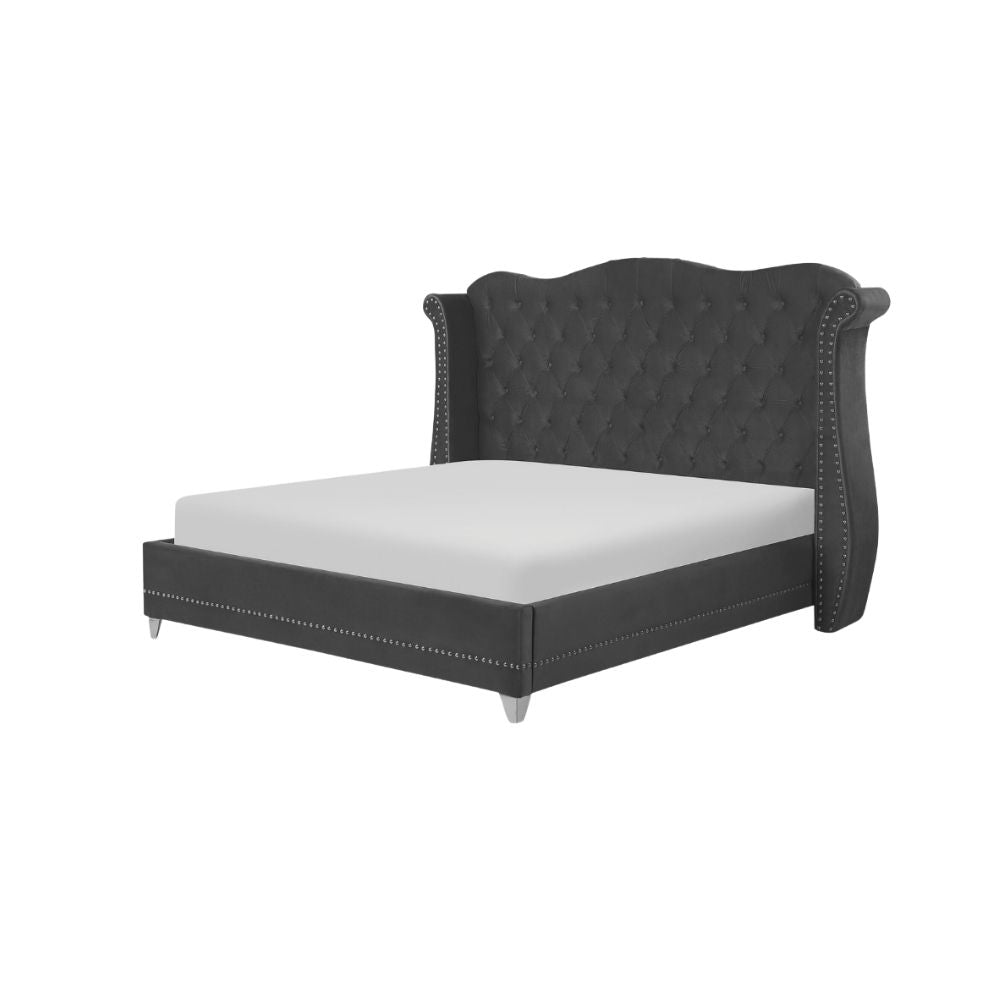 Raven Upholstered Bed Without Storage In Suede