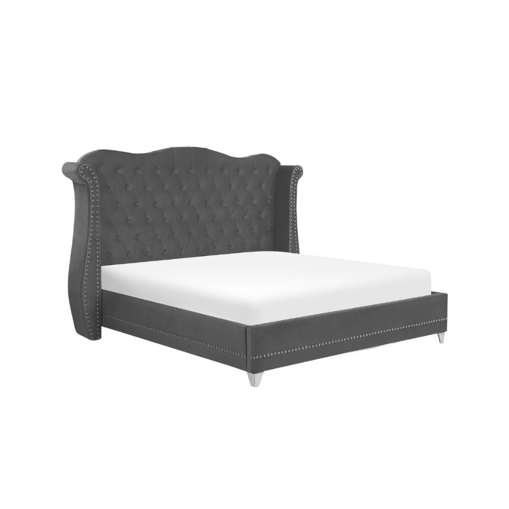 Raven Upholstered Bed Without Storage In Suede