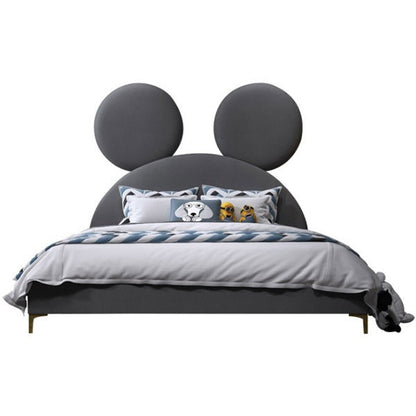 Micky Mouse Upholstered Kids Bed Without Storage In Suede