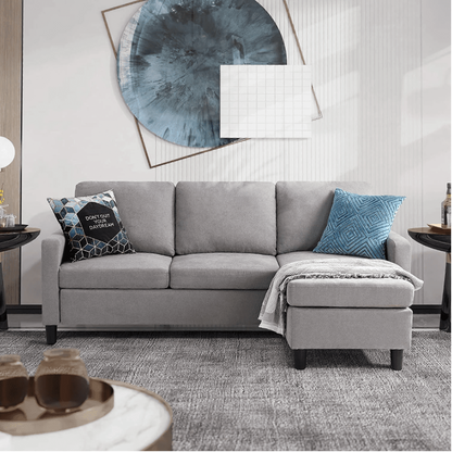 Futz Linen Upholstered L-shaped Sectional Sofa