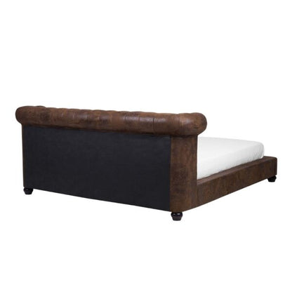 Bran Upholstered Bed Without Storage In Suede