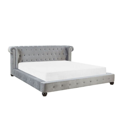 Bran Upholstered Bed Without Storage In Suede
