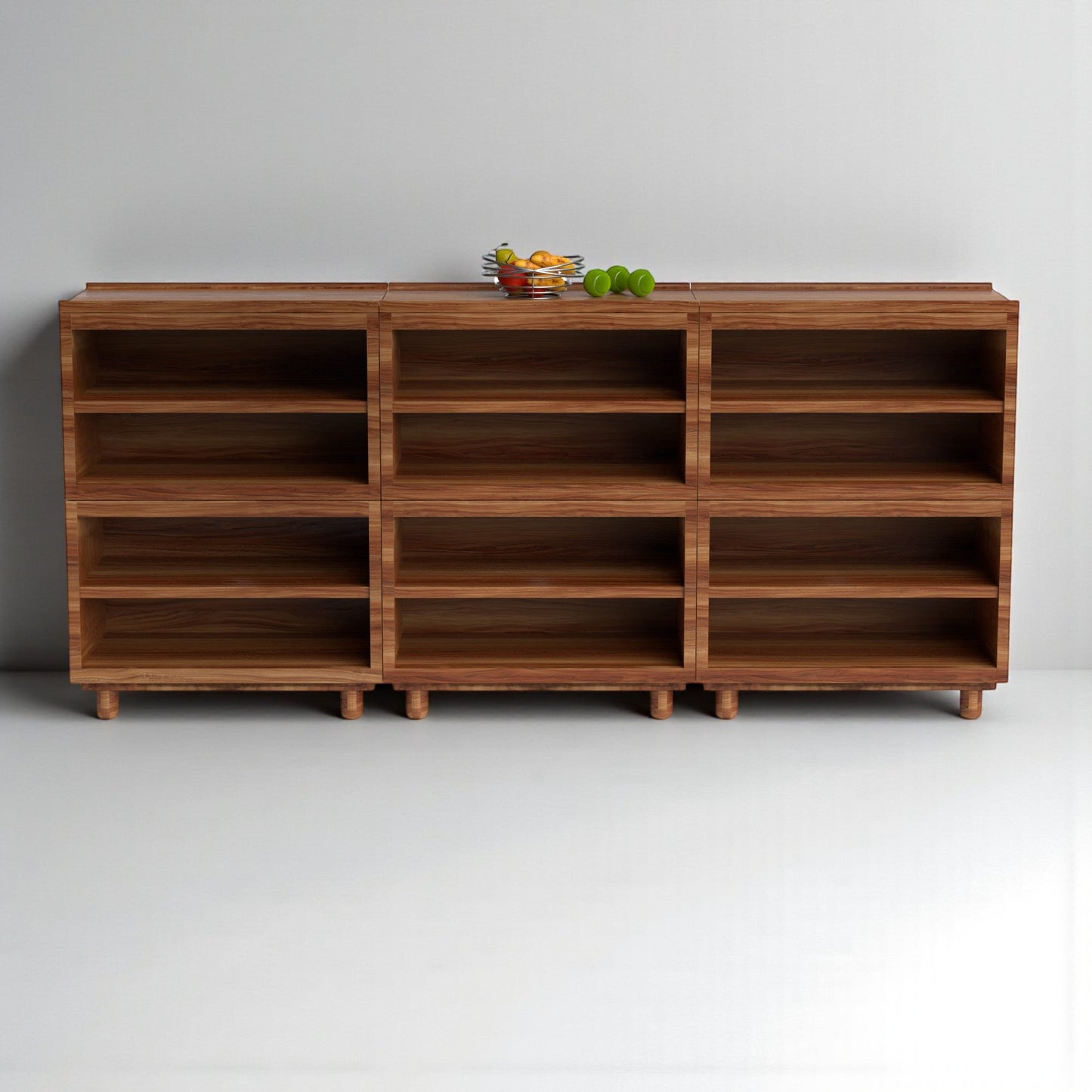 Stava Modular Shelving System | Solid Walnut/Teak/Oak Wood (4x3) | 8 Feet Length