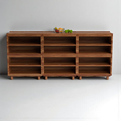 Stava Modular Shelving System | Solid Walnut/Teak/Oak Wood (4x3) | 8 Feet Length
