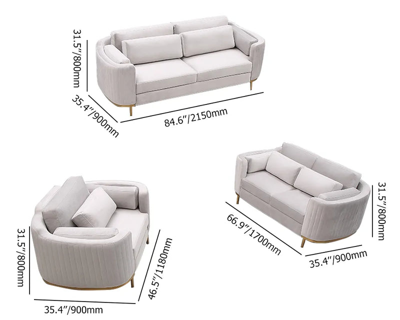 Minta Style Sofa Set In Velvet